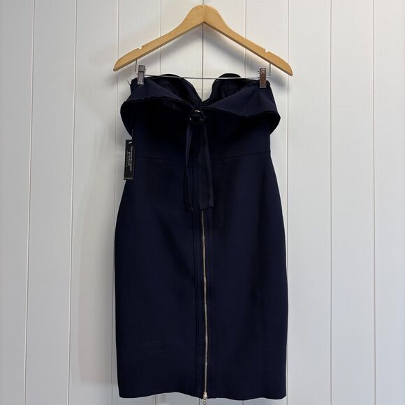 Venus Strapless Women Clubwear Stretchy Zip Back Dress Size M Navy Sexy Cocktail - Picture 7 of 9